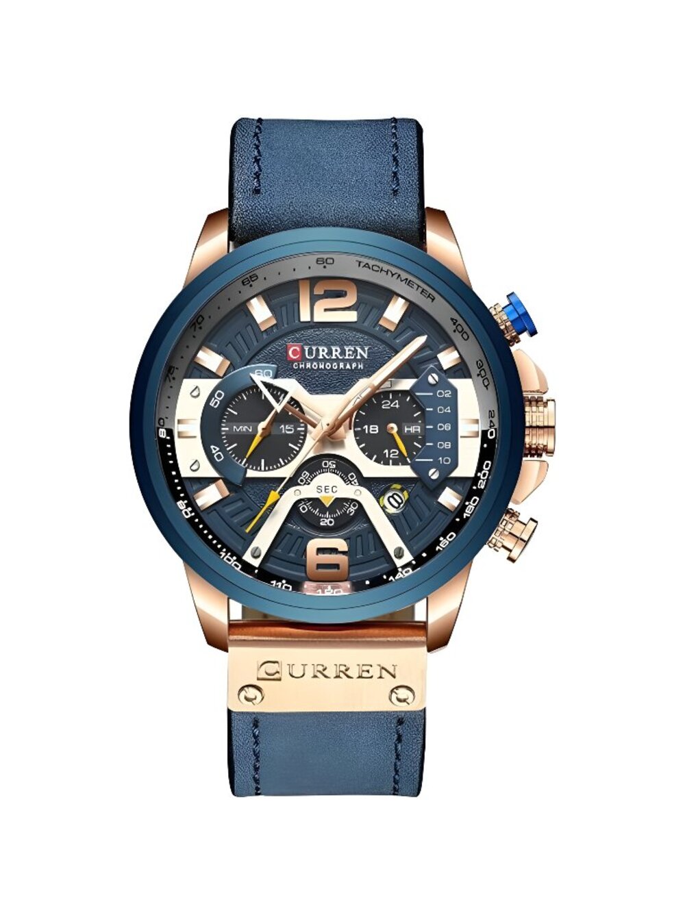Mens Luxury Watches Business Chronograph Dress Waterproof Leather Strap